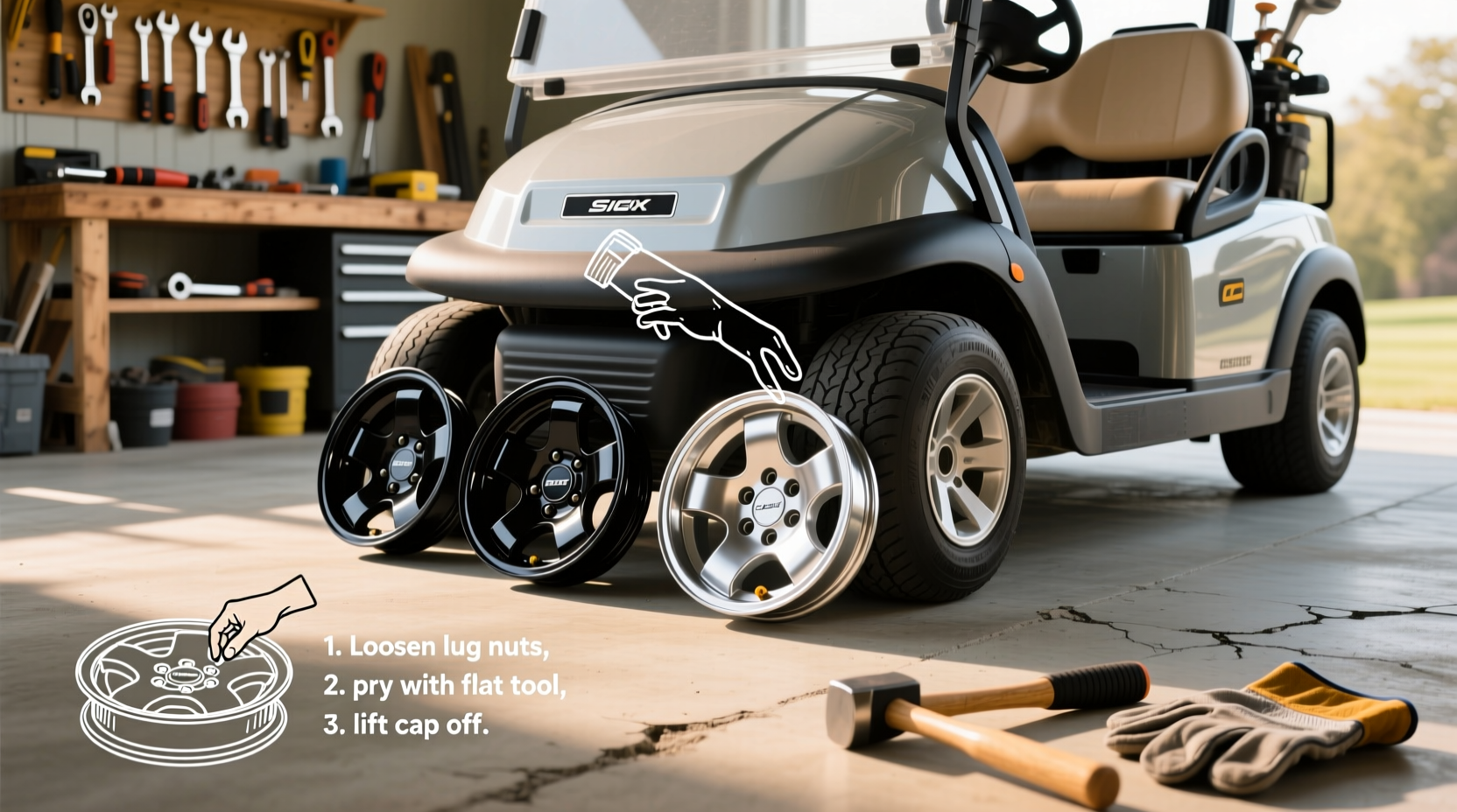 How to choose golf cart hub caps, How to remove golf cart hubcaps?