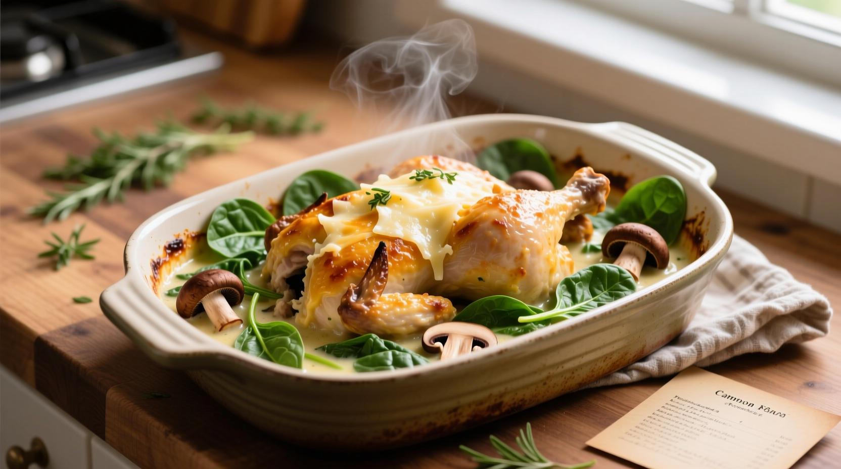 Perfect Chicken Spinach Mushroom Bake Recipe in 45 Minutes