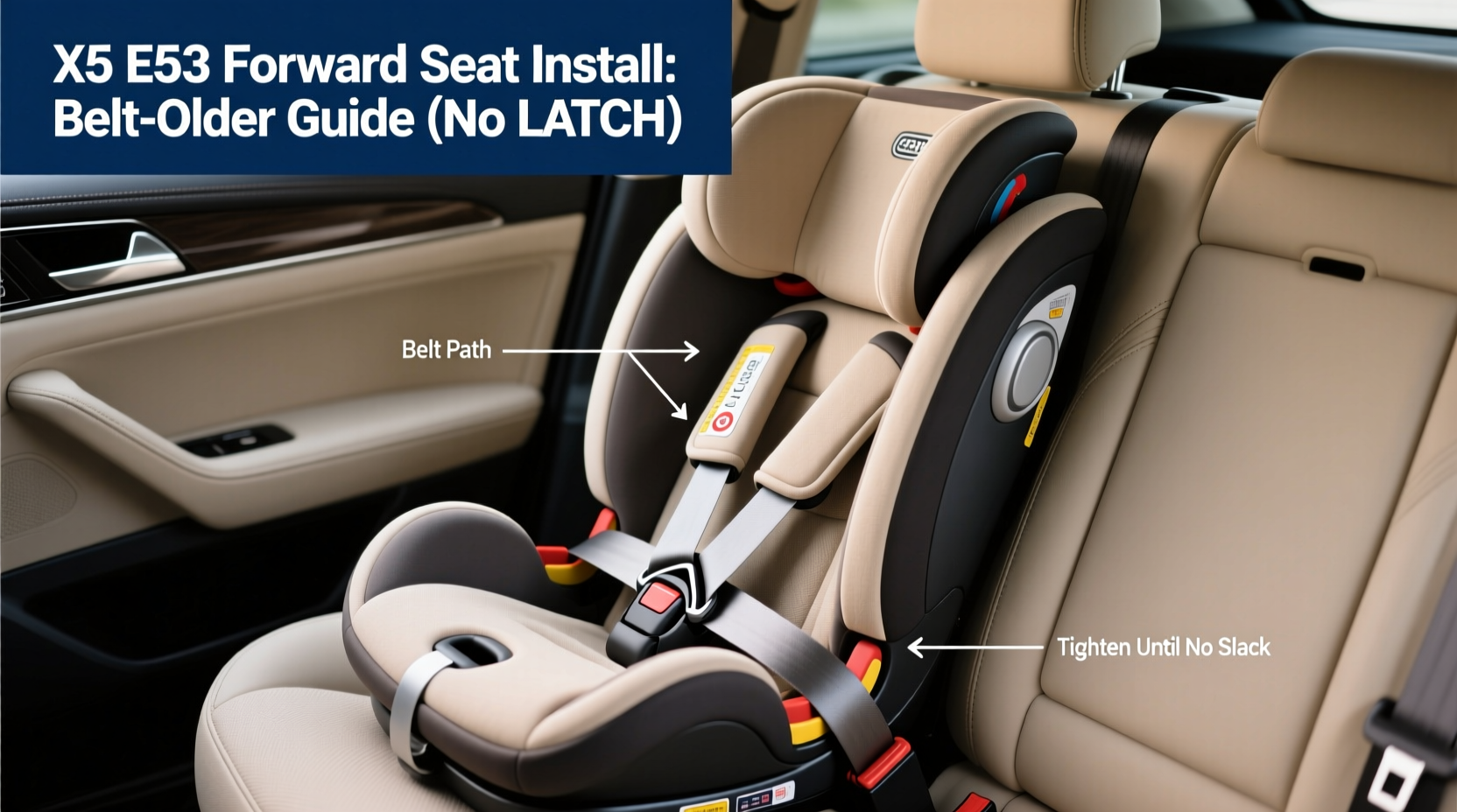 X5 E53 Forward Seat Install: Belt-Only Guide (No LATCH)
