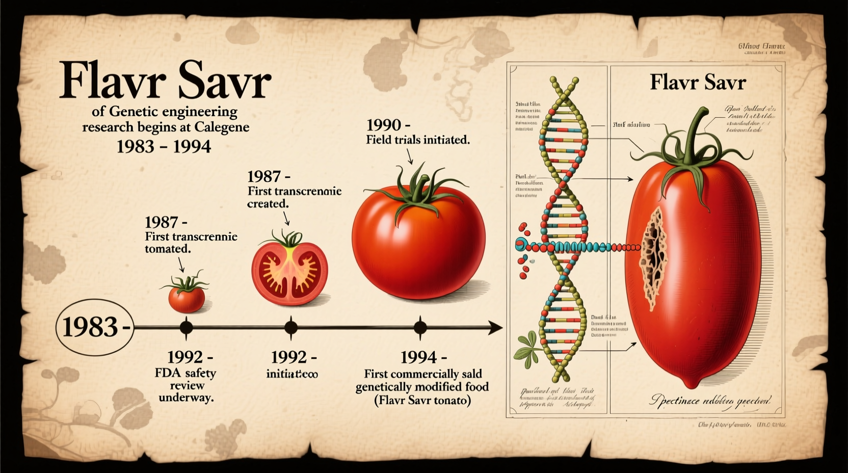 Flavr Savr tomato development timeline and comparison
