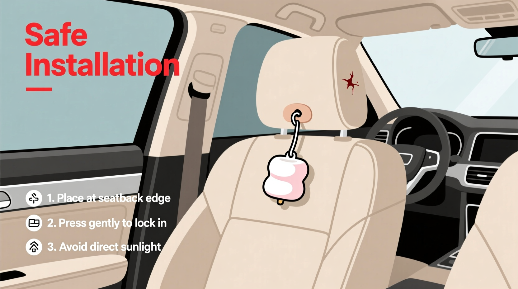 marshmallow air freshener rental car install