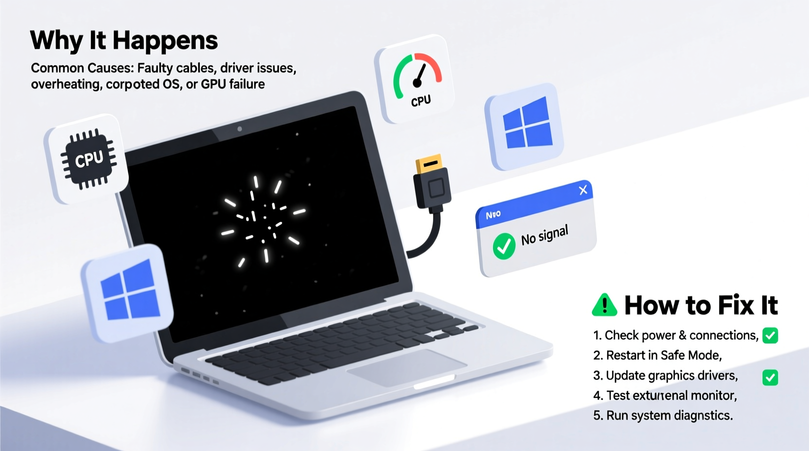 computer black screen why it happens how to fix it