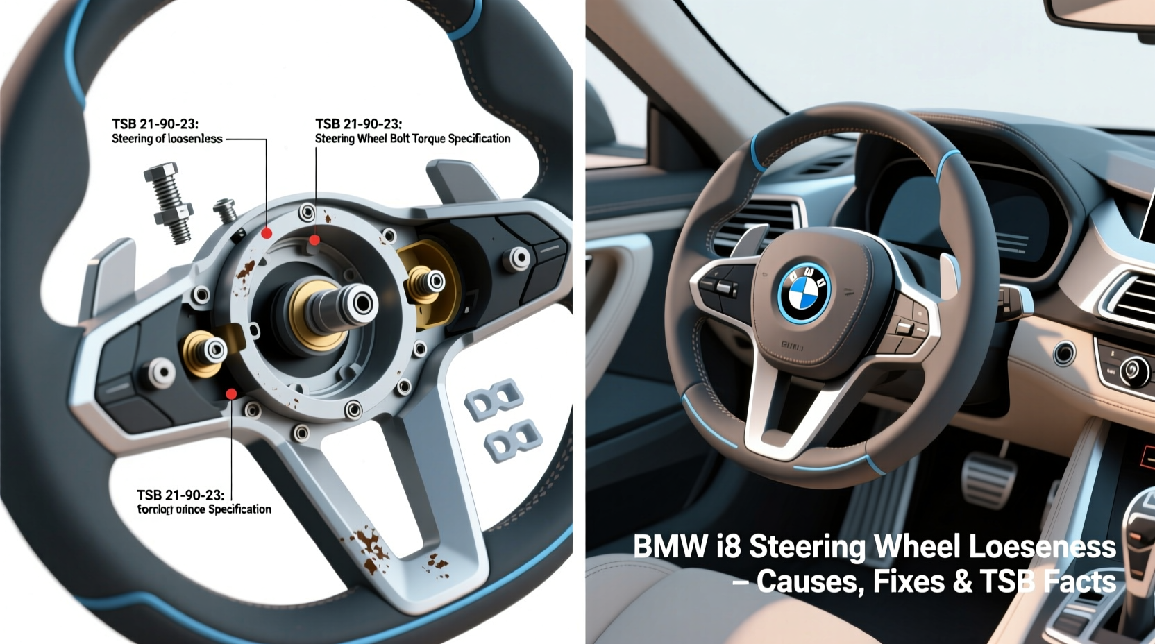 bmw i8 steering wheel looseness