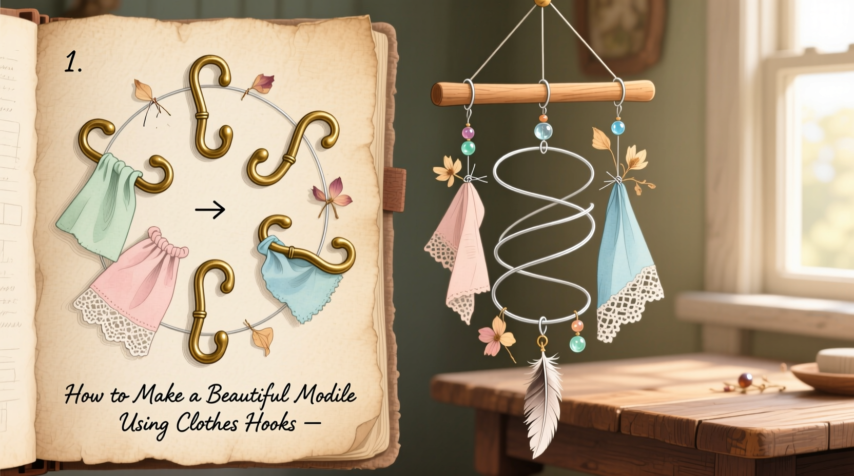 creative step by step guide how to make a beautiful mobile using clothes hooks