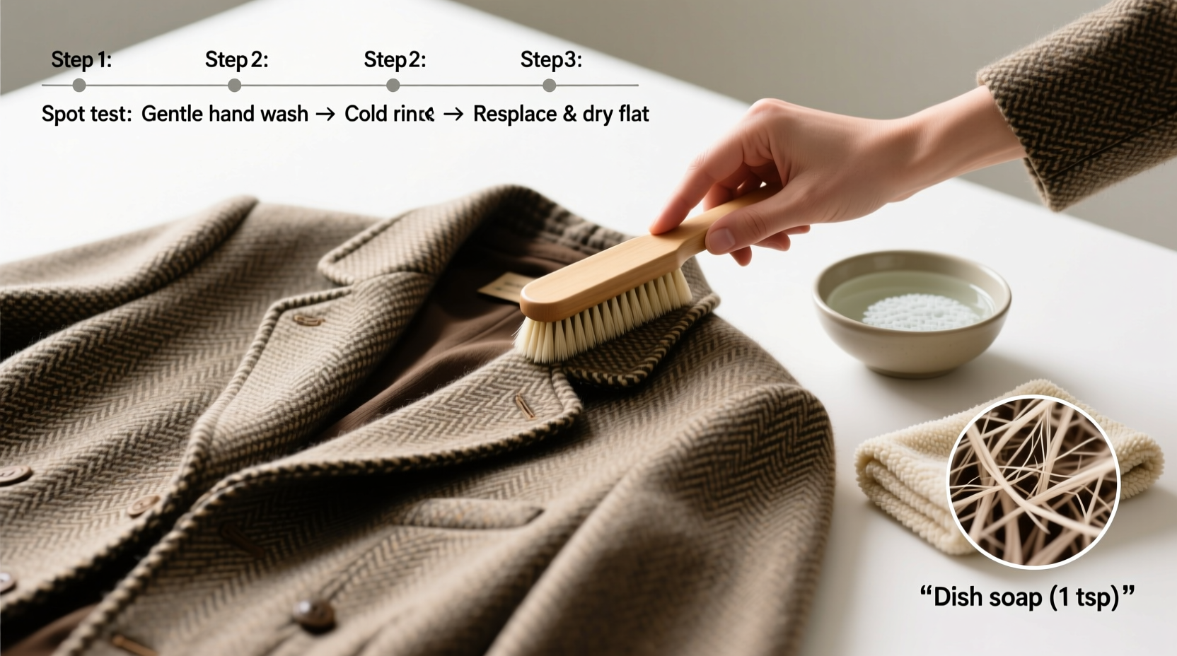effective methods to clean a tweed jacket safely without shrinking it