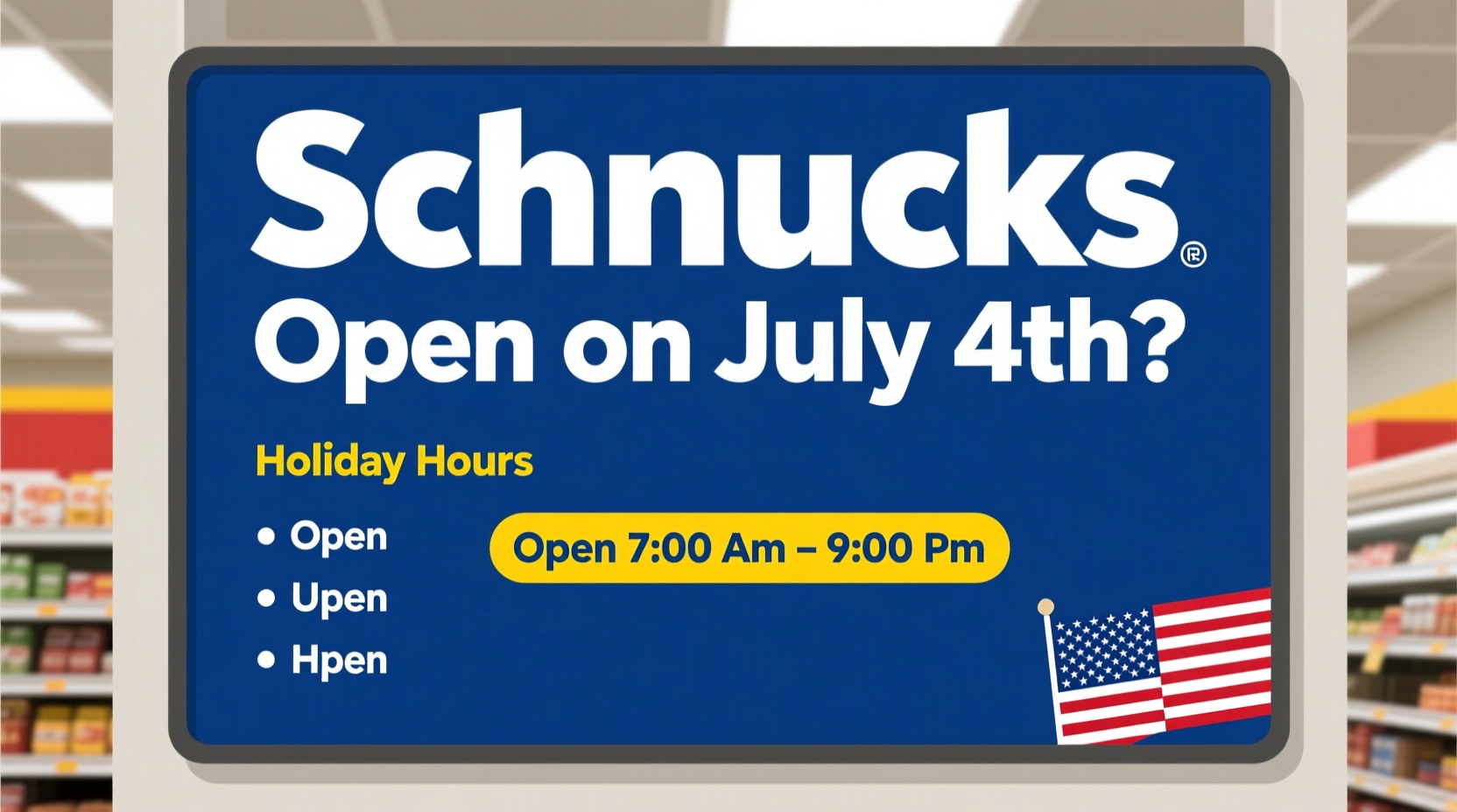 is schnucks open on the 4th of july
