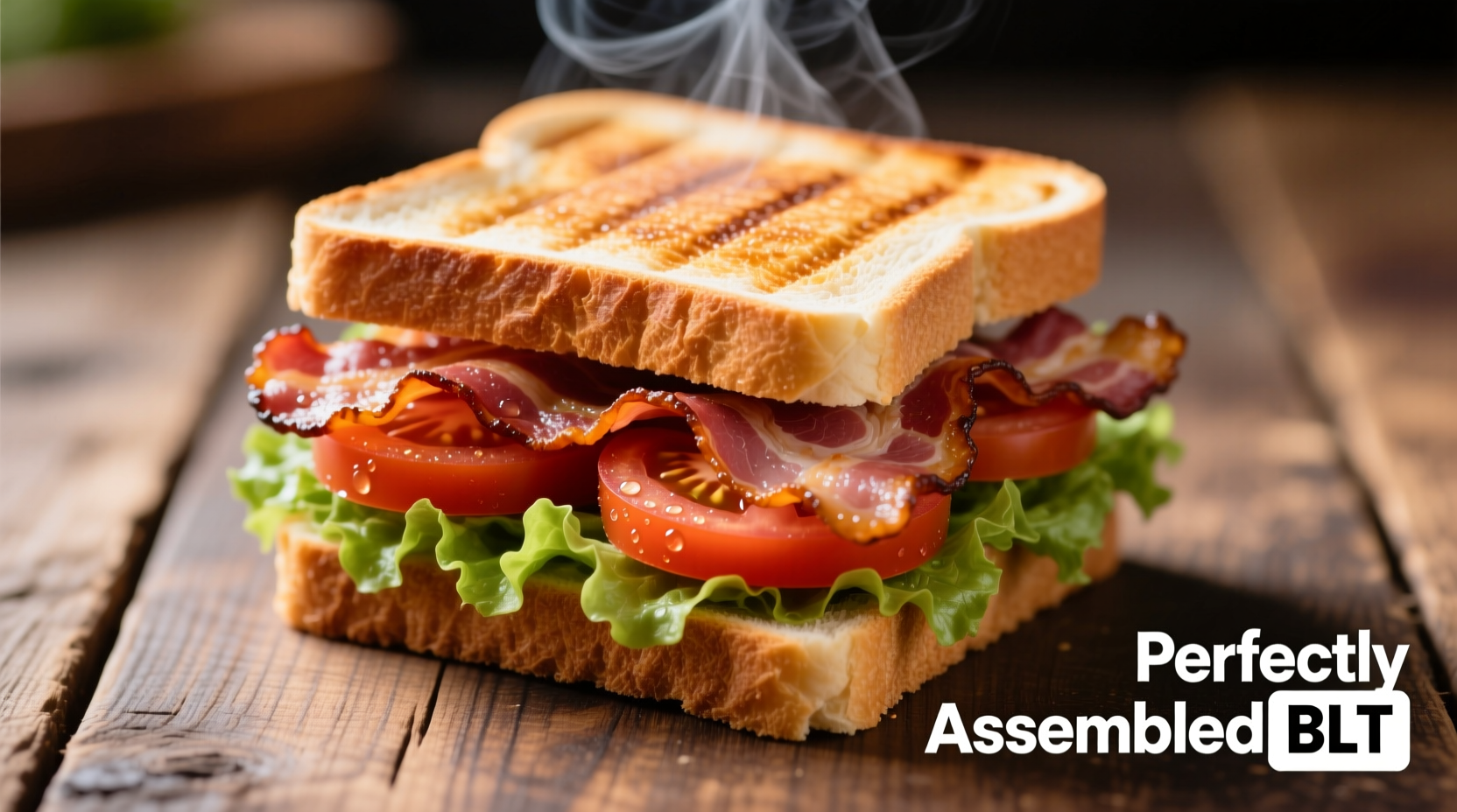 Perfectly assembled BLT sandwich with crispy bacon and fresh ingredients