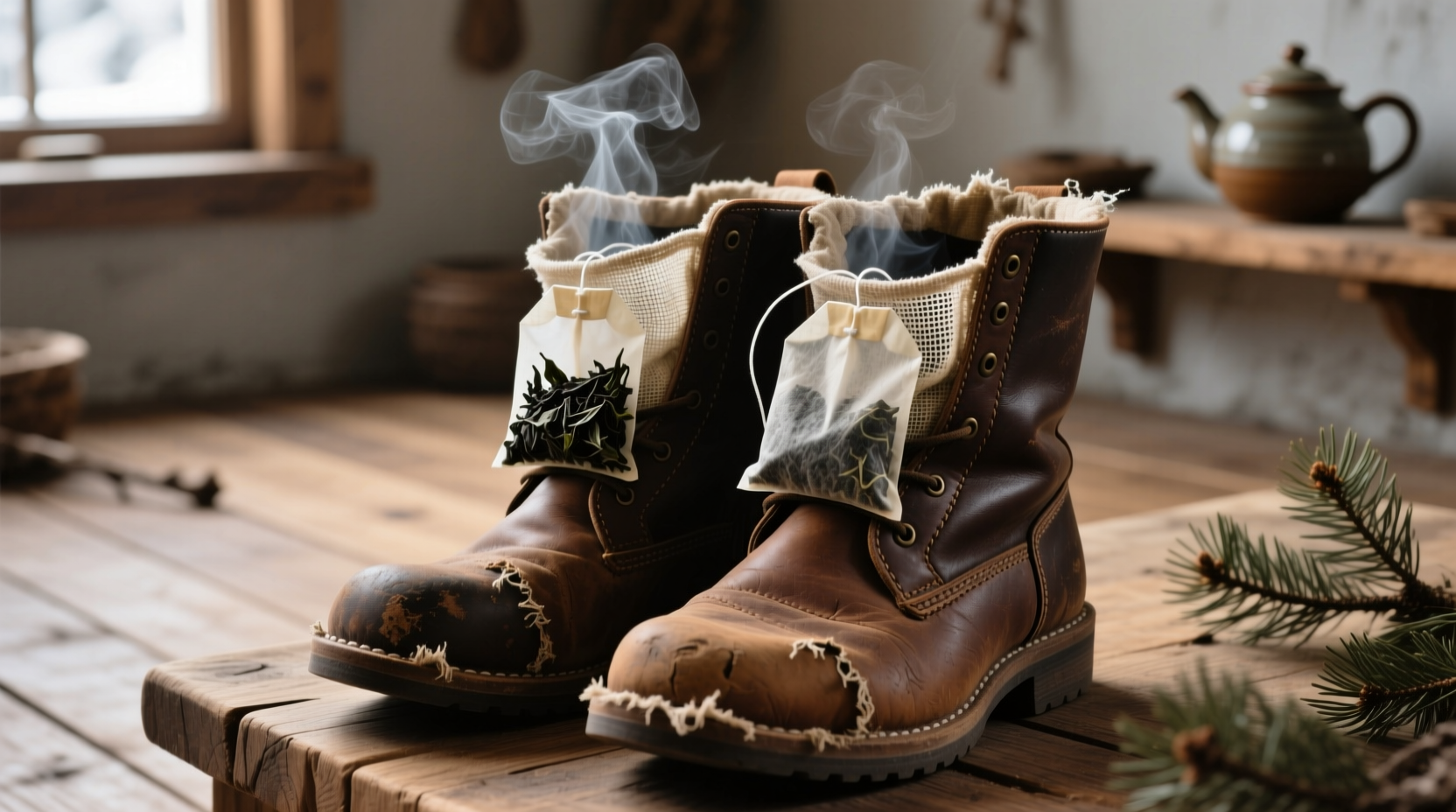 deodorize winter boots with tea bags