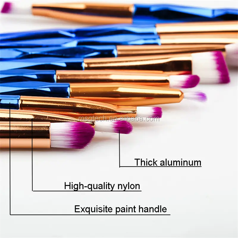 Rainbow Eye Cosmetic Makeup Brush Set Diamond Handle 20PCS Blending Eyeshadow Make Up Brushes