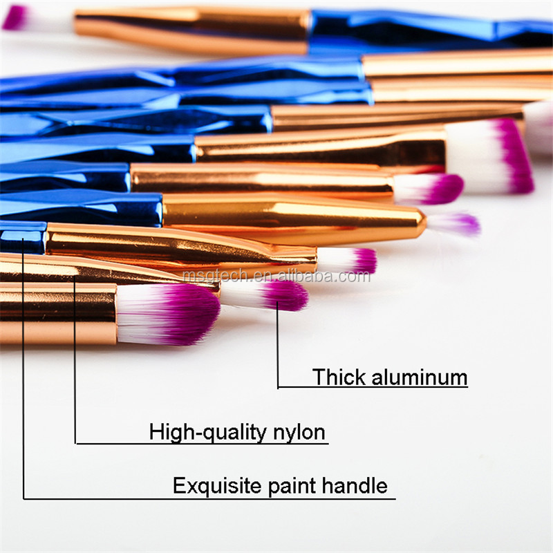 Rainbow Eye Cosmetic Makeup Brush Set Diamond Handle 20PCS Blending Eyeshadow Make Up Brushes