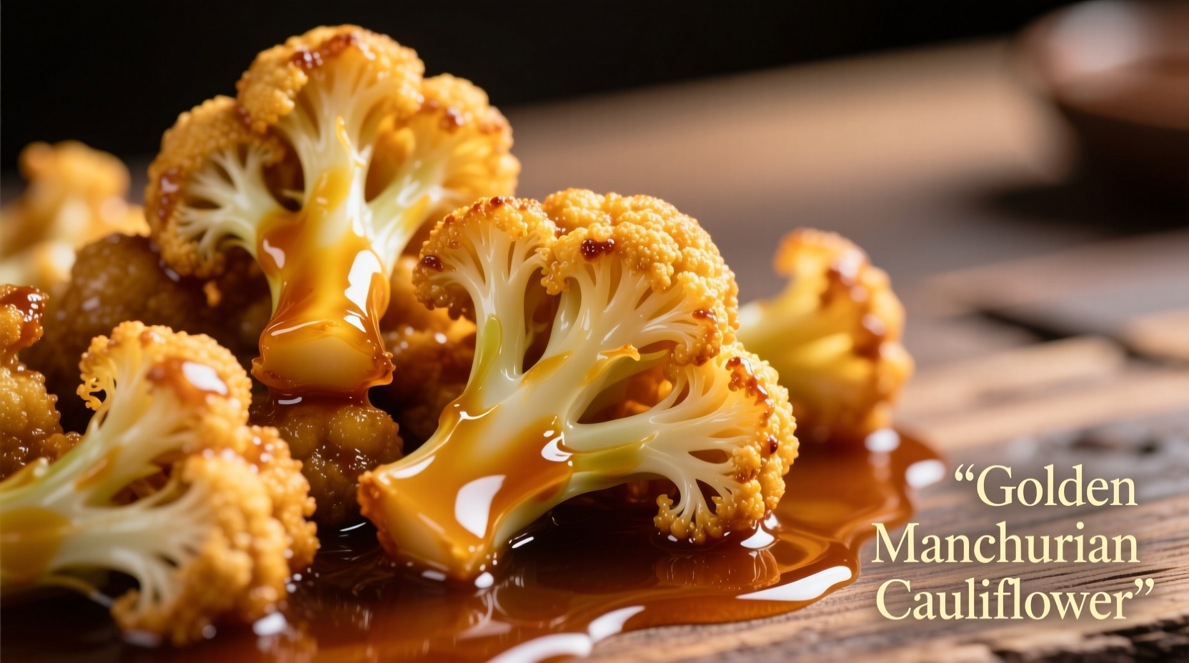Golden cauliflower manchurian florets in glossy sauce