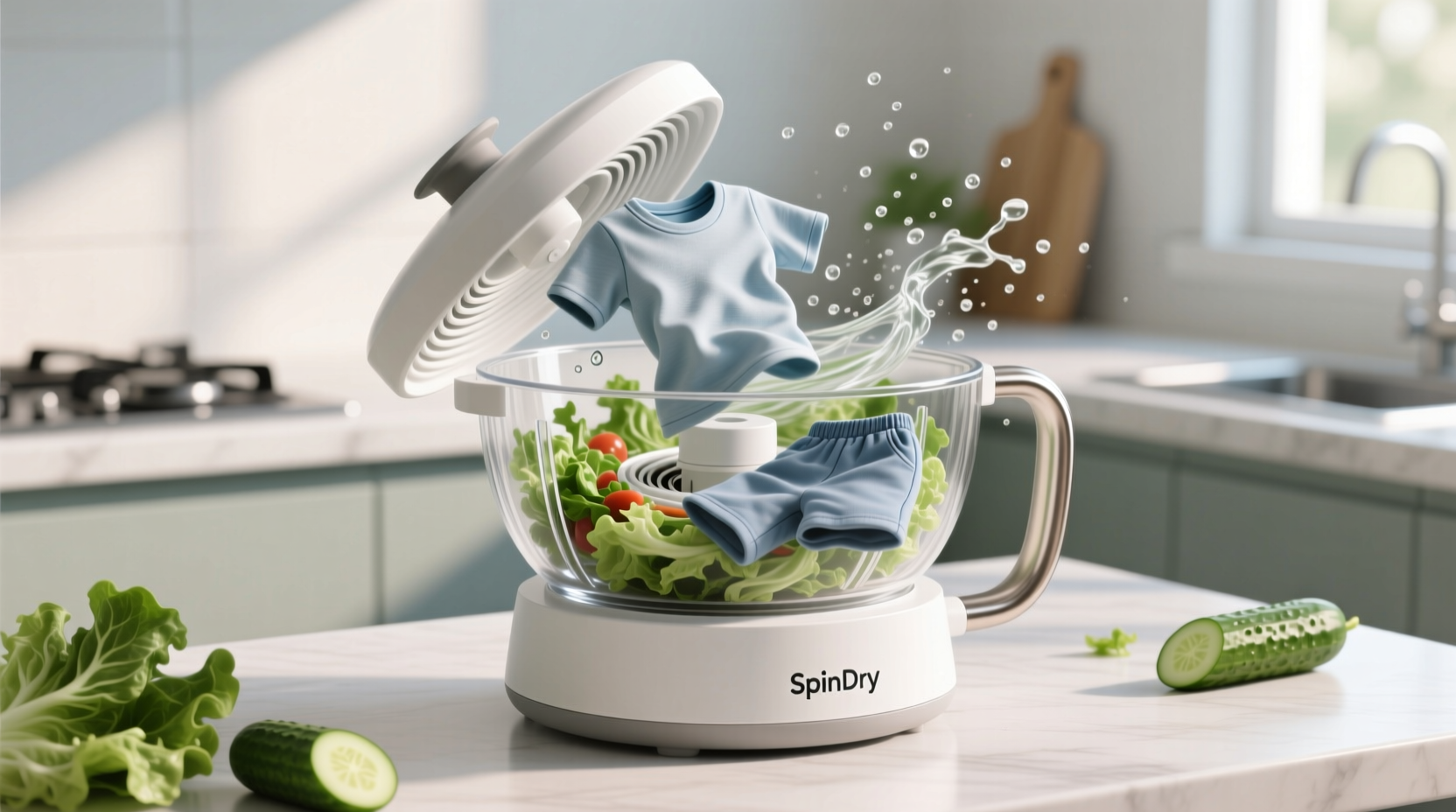 cut drying time for line dry clothing with a salad spin