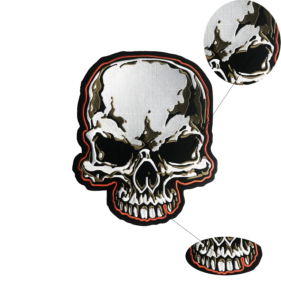 Patch Termoadesivo Ricamato Biker Teschio 11,1 X 5,9 Cm - Personalizza Giubbotti E Borse - 3