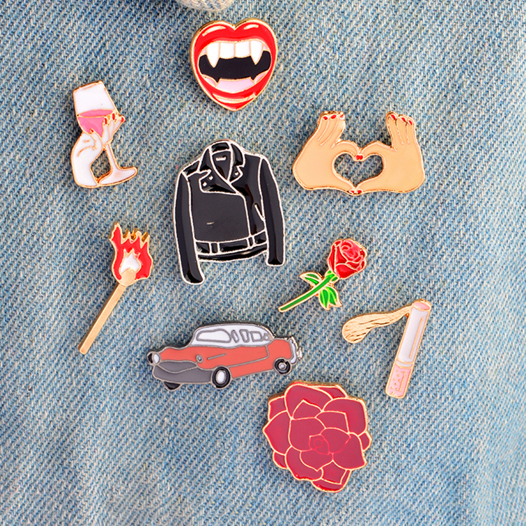 葡萄酒香烟匹配花玫瑰车心胸针徽章 - buy collar lapel pin,women