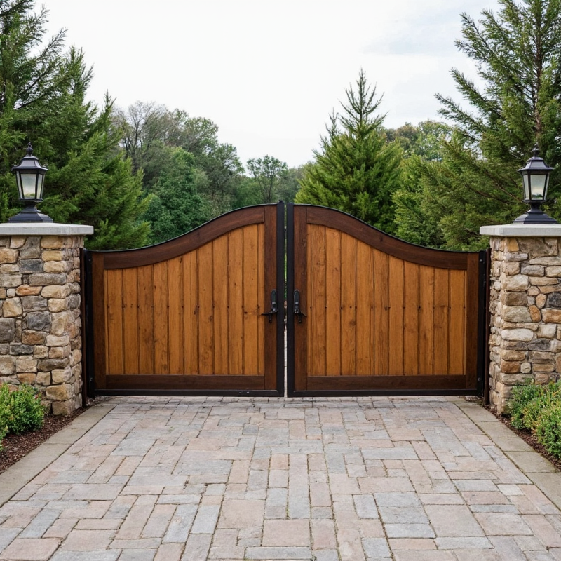 Driveway Gates for Style,application:villa: Elegant wrought iron design with intricate detailing.
