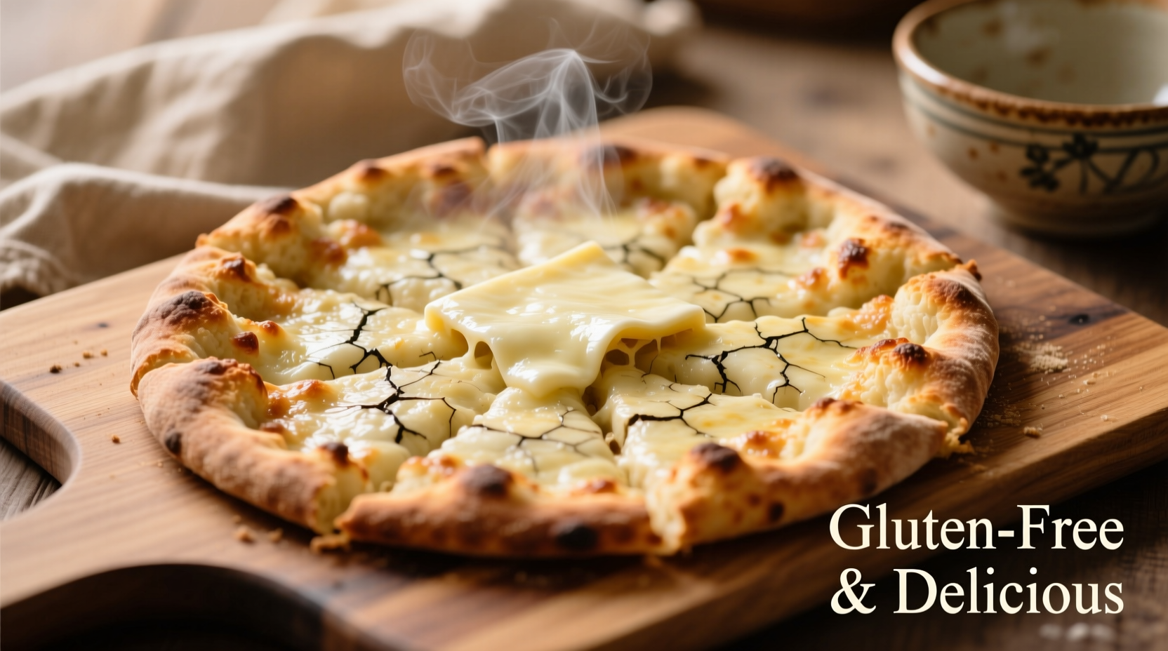 Gluten-free cauliflower pizza crust on baking sheet