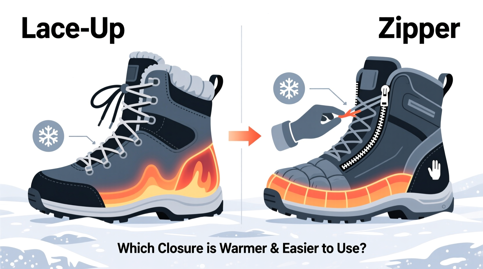 lace up vs zipper snow boots which closure is actually warmer easier to use