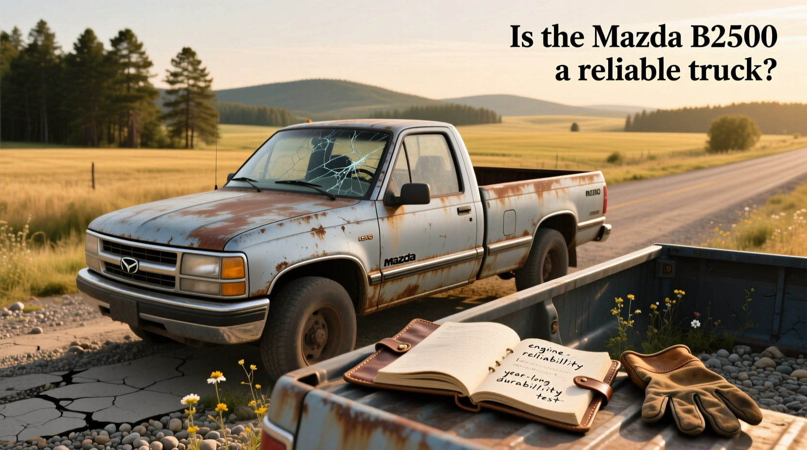 1990 Mazda pickup truck parked outdoors showing classic boxy design and chrome grille