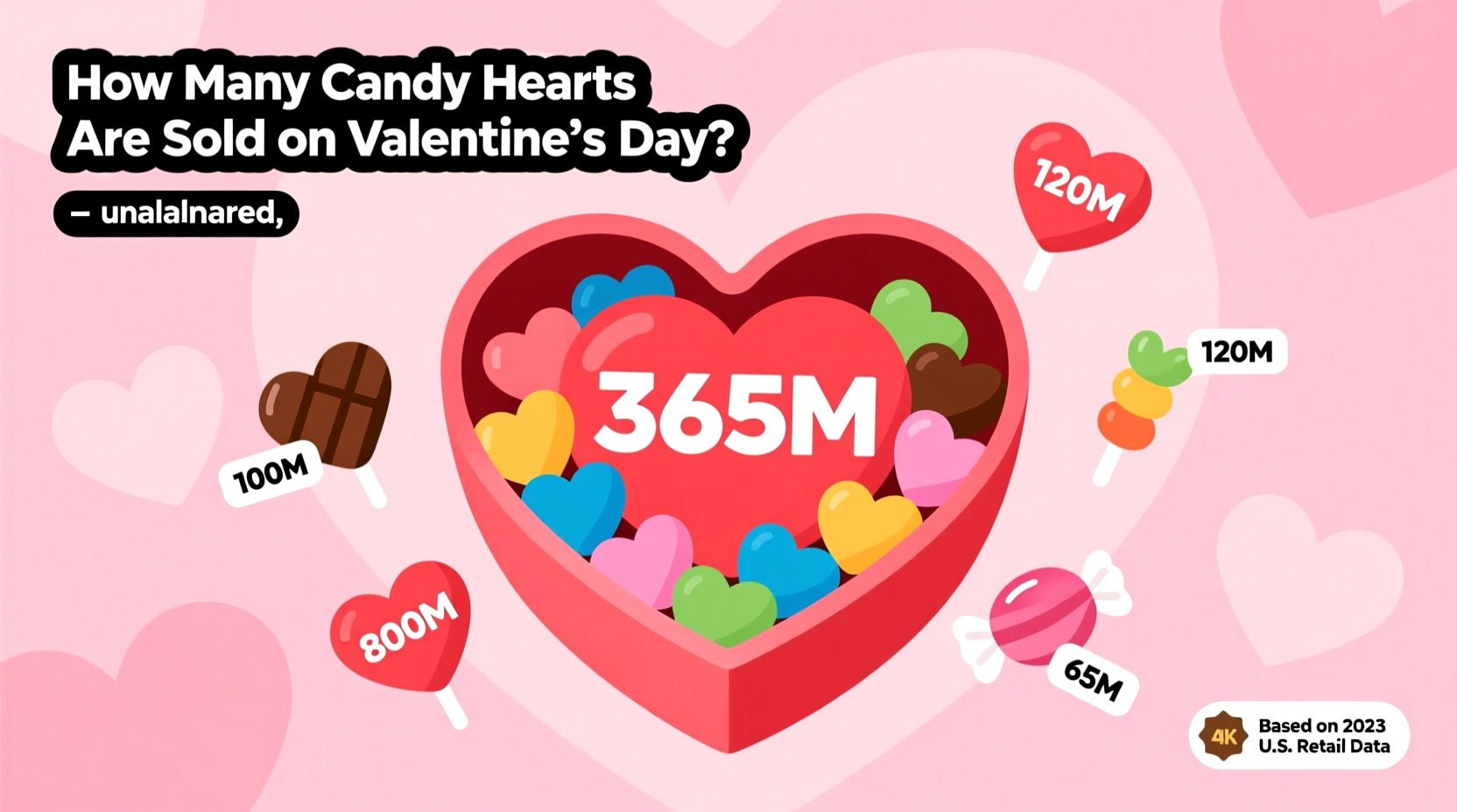 how many candy hearts are sold on valentines day