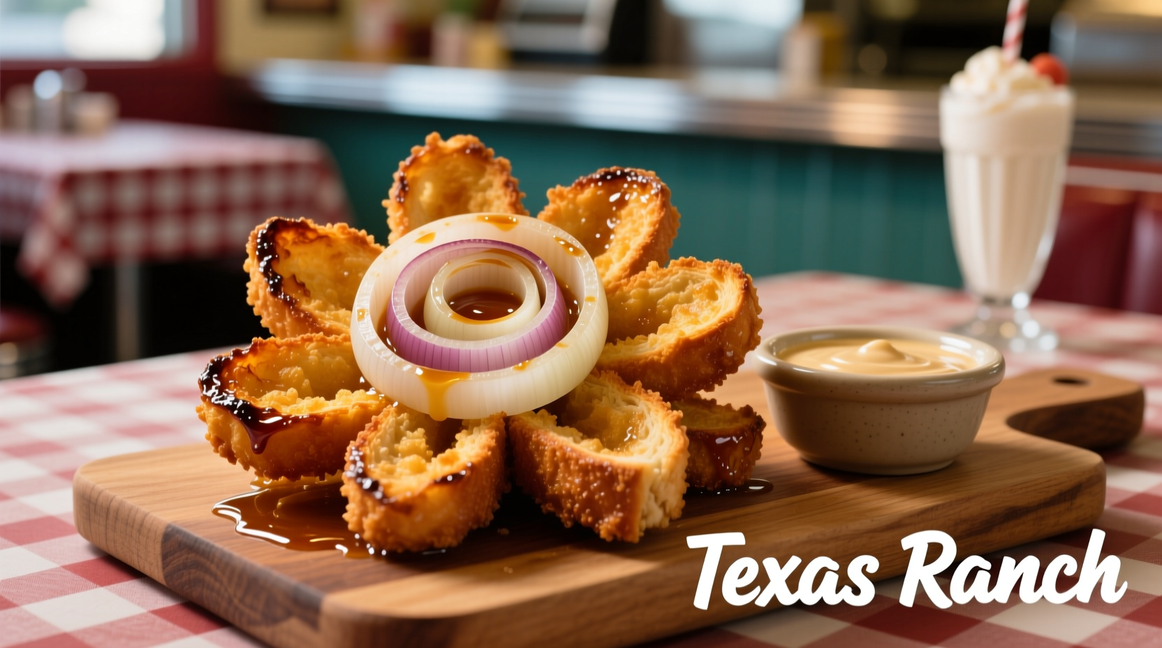 Texas Toasted Onion Blossom served with dipping sauce