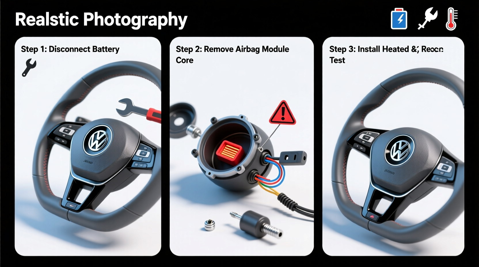 install heated jetta steering wheel