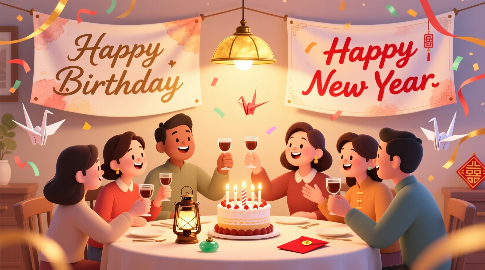how to wish happy birthday and happy new year together