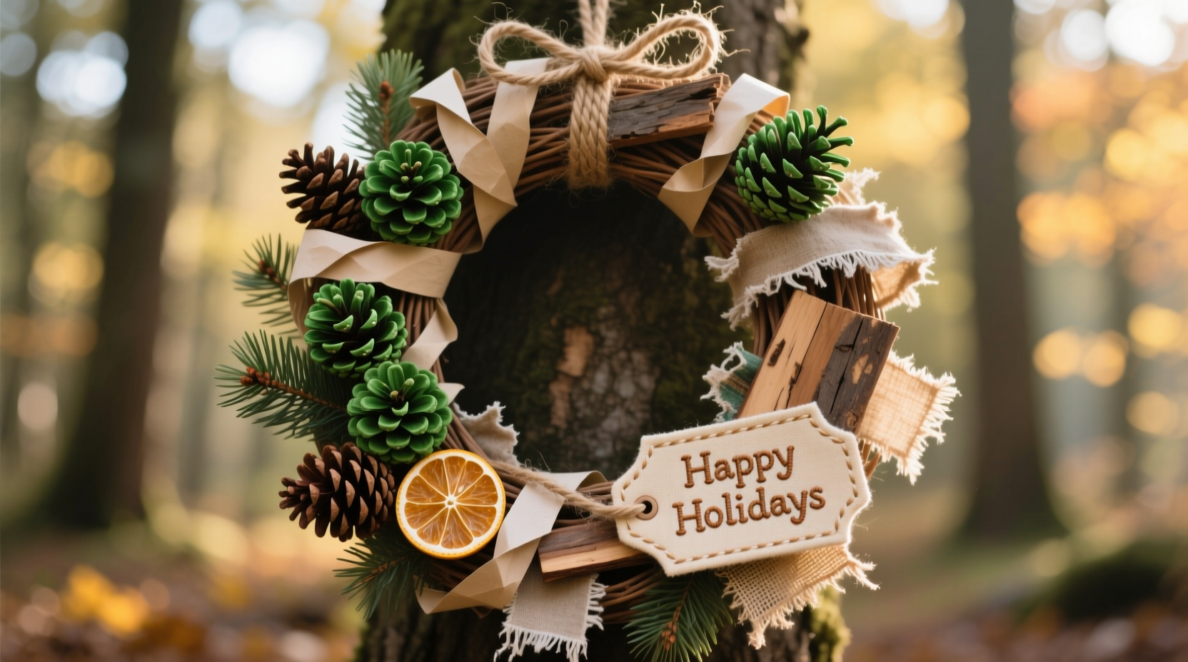 Eco-friendly Christmas wreath made from recycled materials