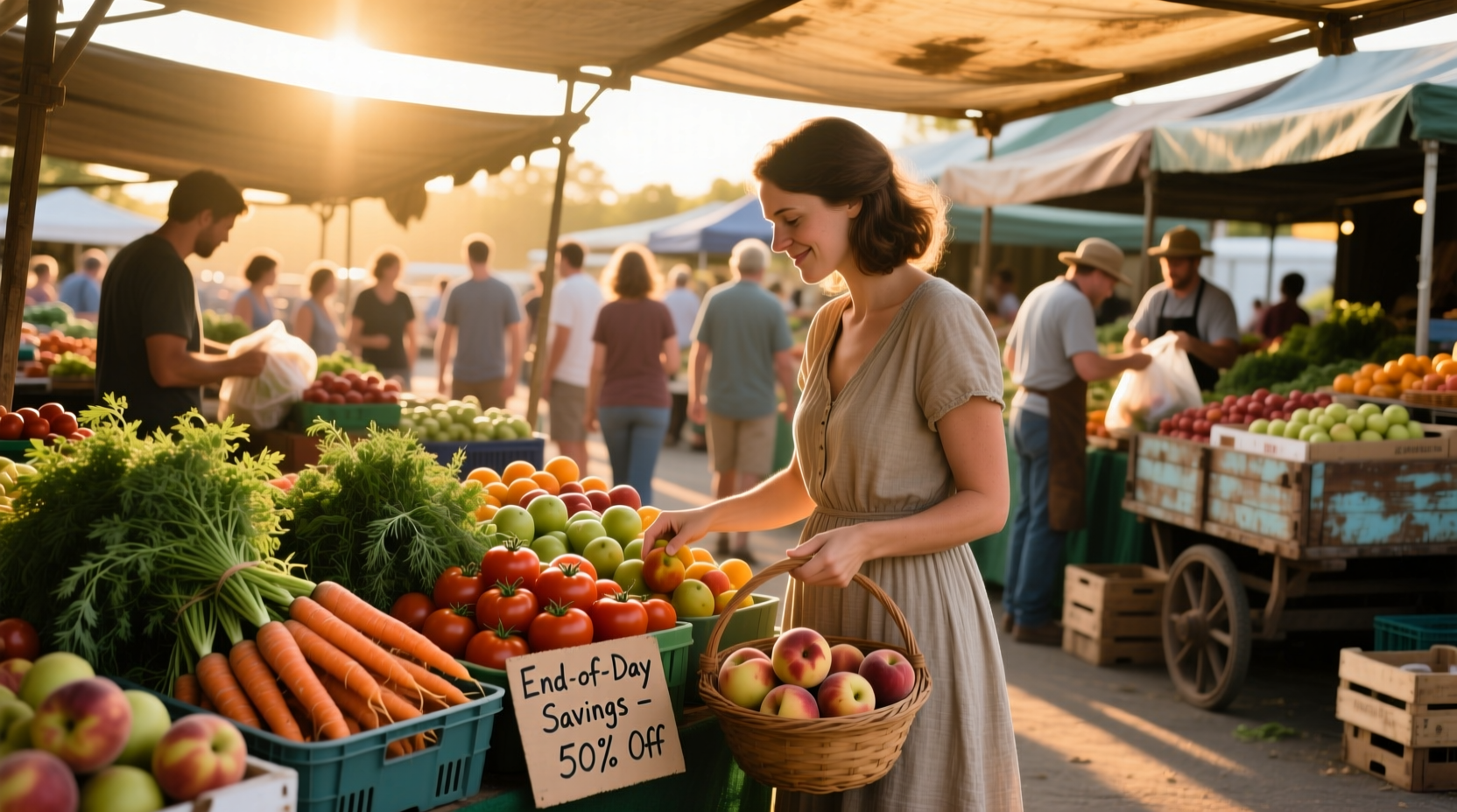 save money at the farmers market by shopping late