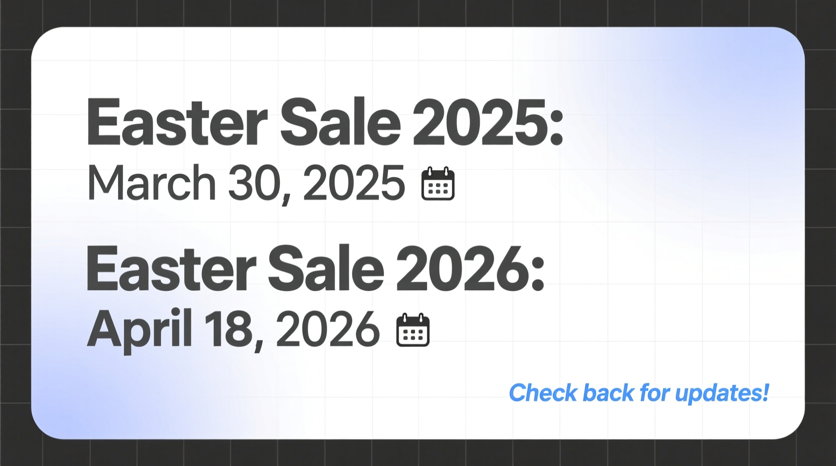 when will easter sale start