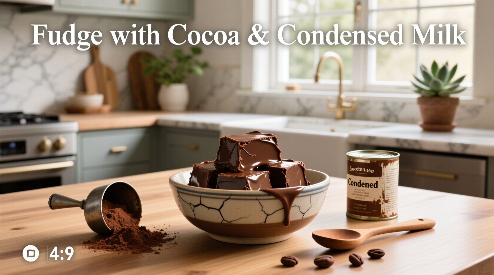 3 ingredient fudge with cocoa condensed milk