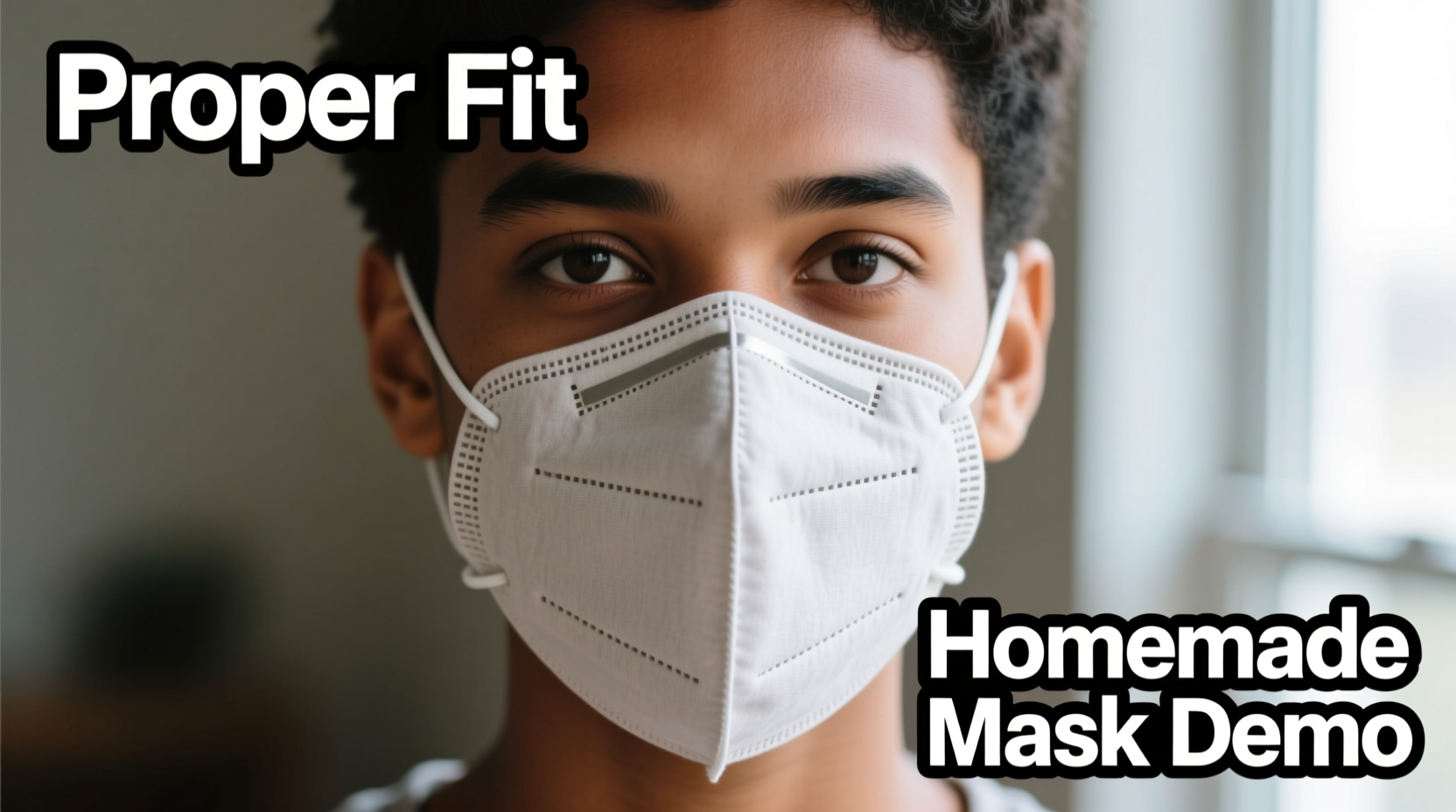 Properly fitted homemade face mask demonstration