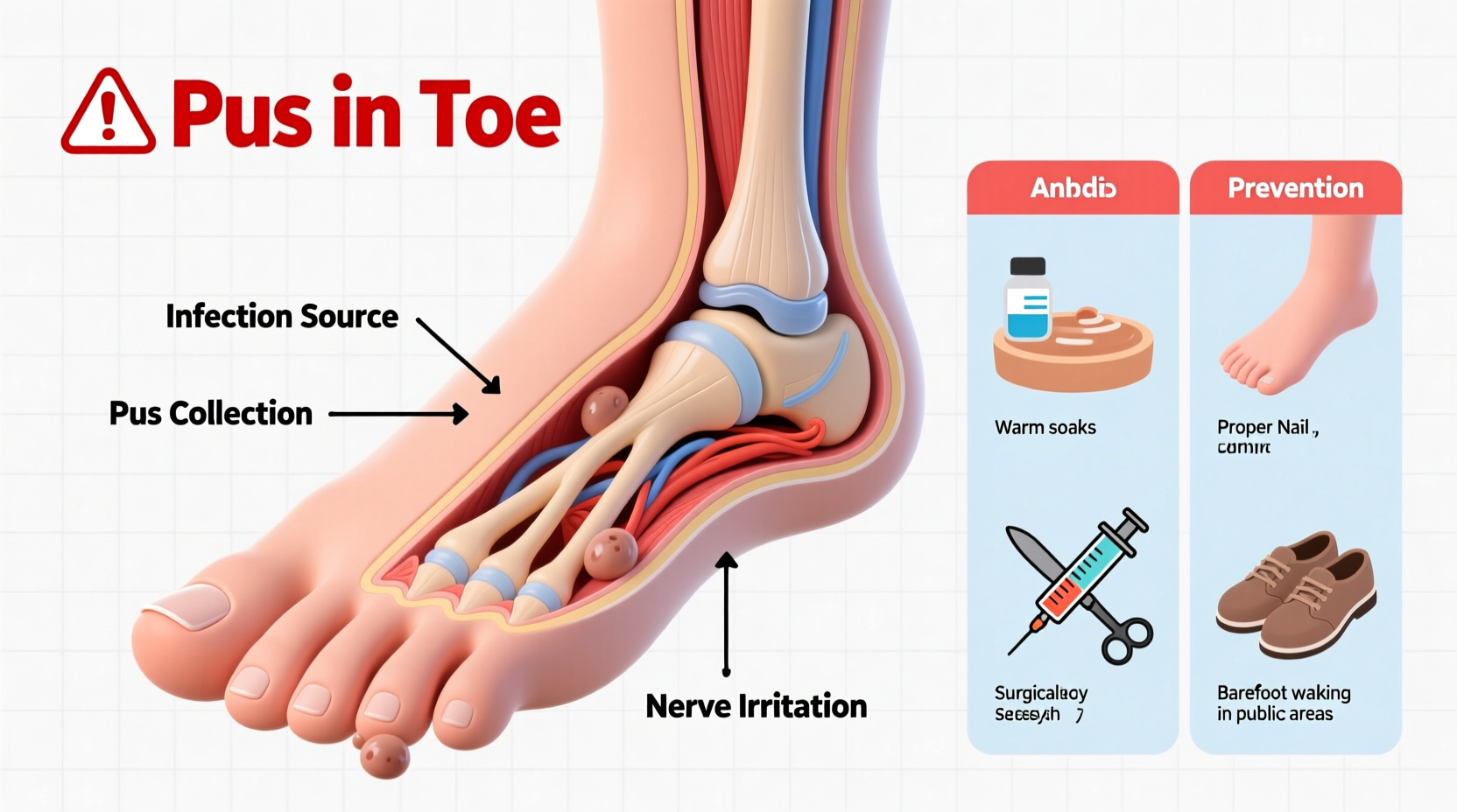 pus in toe causes treatment and prevention explained