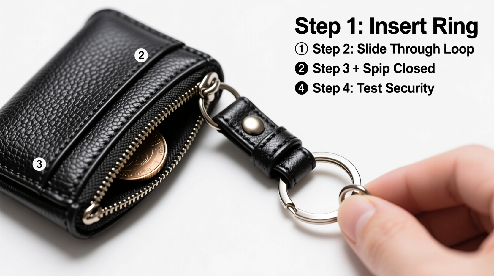 step by step guide to attach a coin purse to a keychain for easy access and security