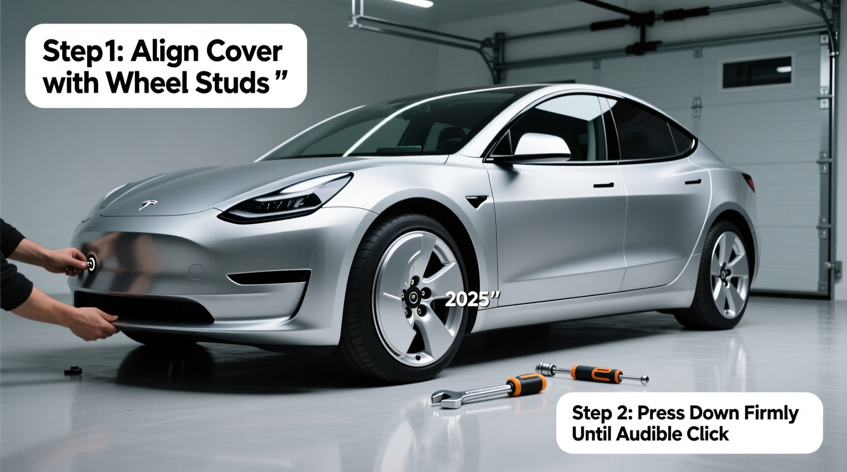 model 3 2025 wheel cover install