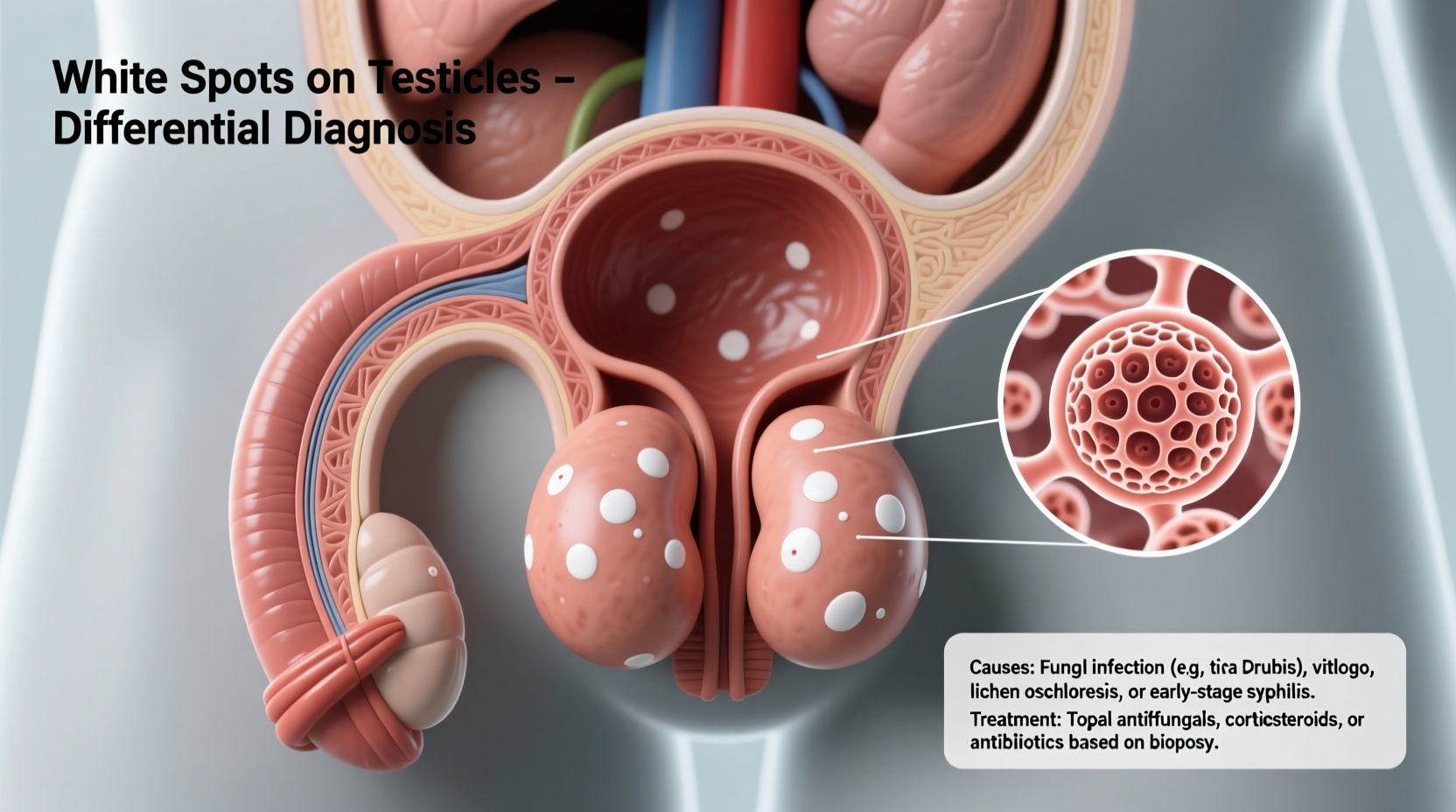 white spots on testicles causes identification and treatment