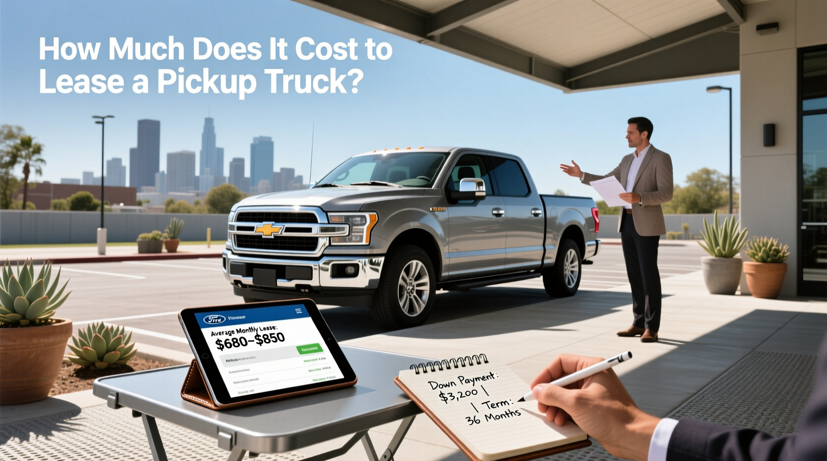 Comparison chart showing different pickup truck lease deals