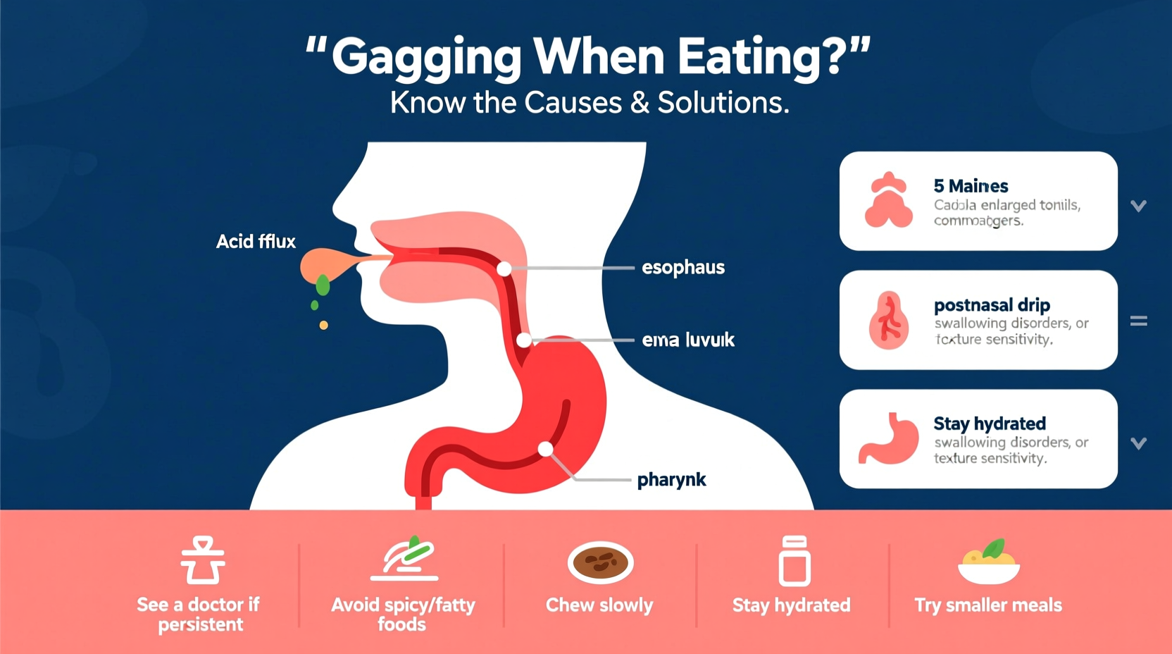 why am i gagging when i eat causes what to do