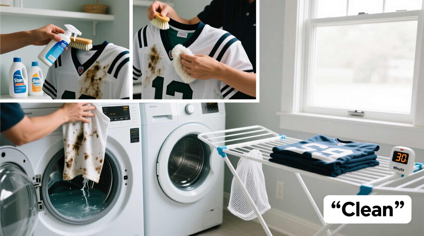 how to clean football uniforms