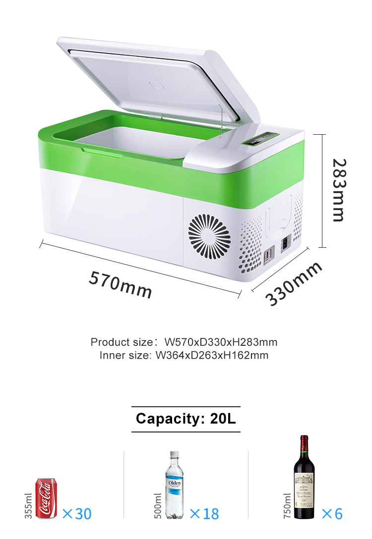 12v motorhome travel portable car freezer truck solar water milk cooler box c pentane 20L mini compressor fridge for cars
