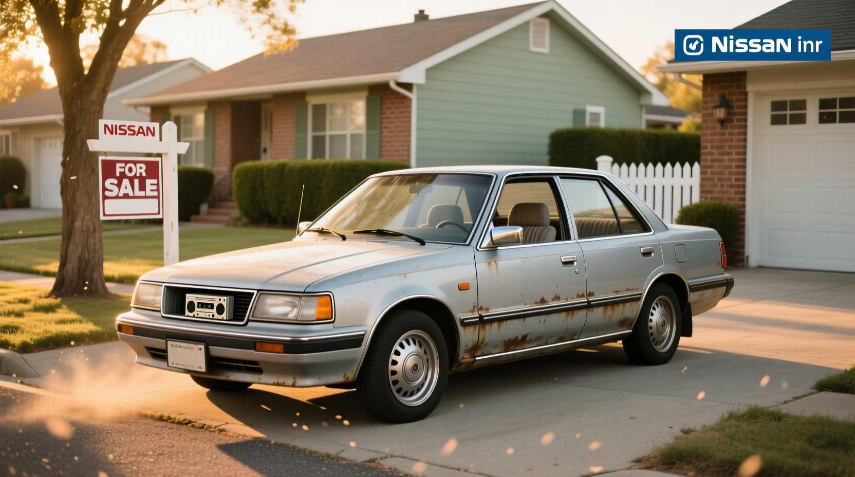 1988 Nissan Sentra 3-door hatchback parked on a quiet street