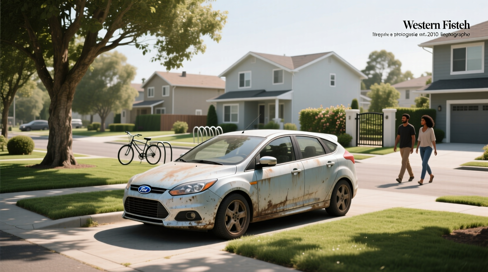 Used Ford Focus hatchback parked on residential street