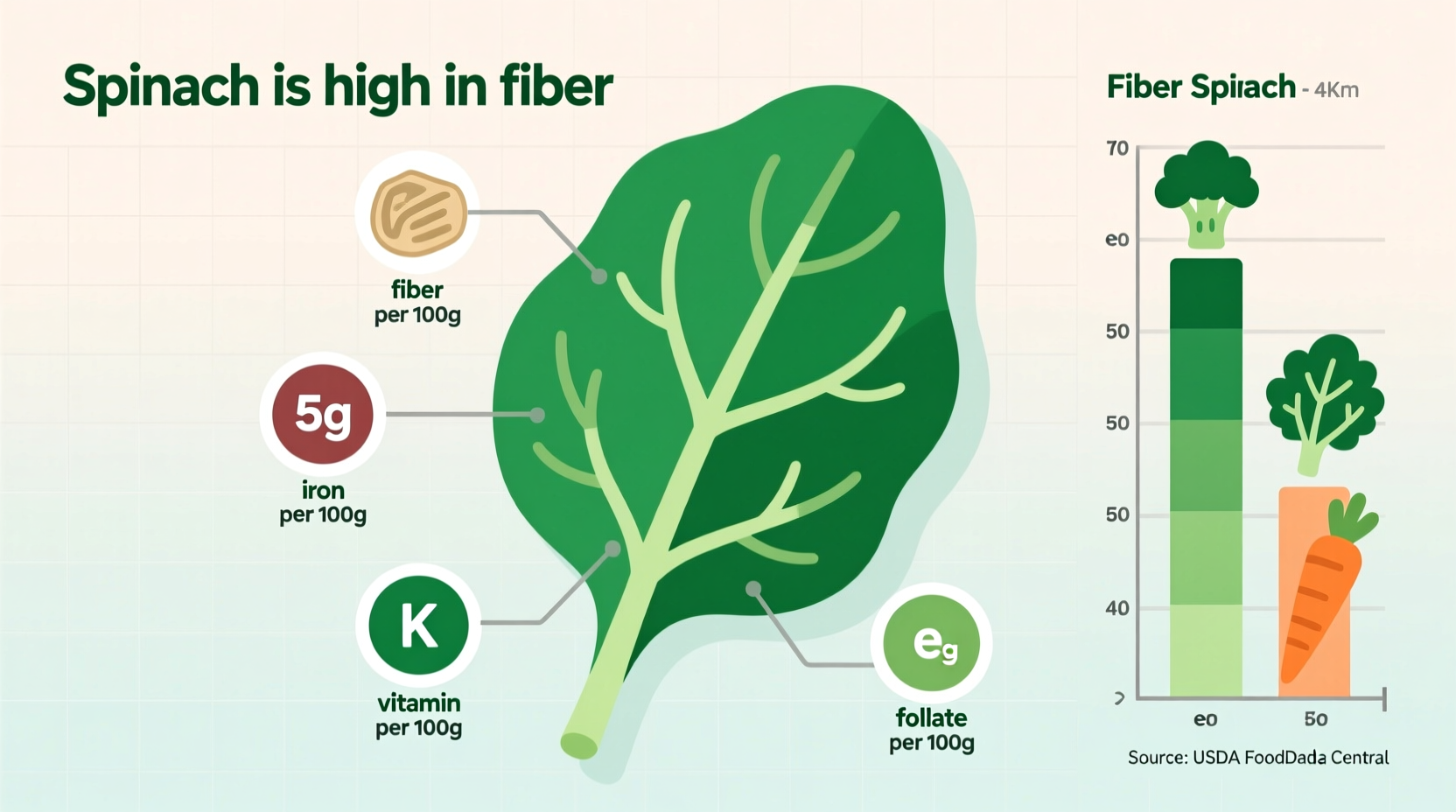 is spinach high in fiber