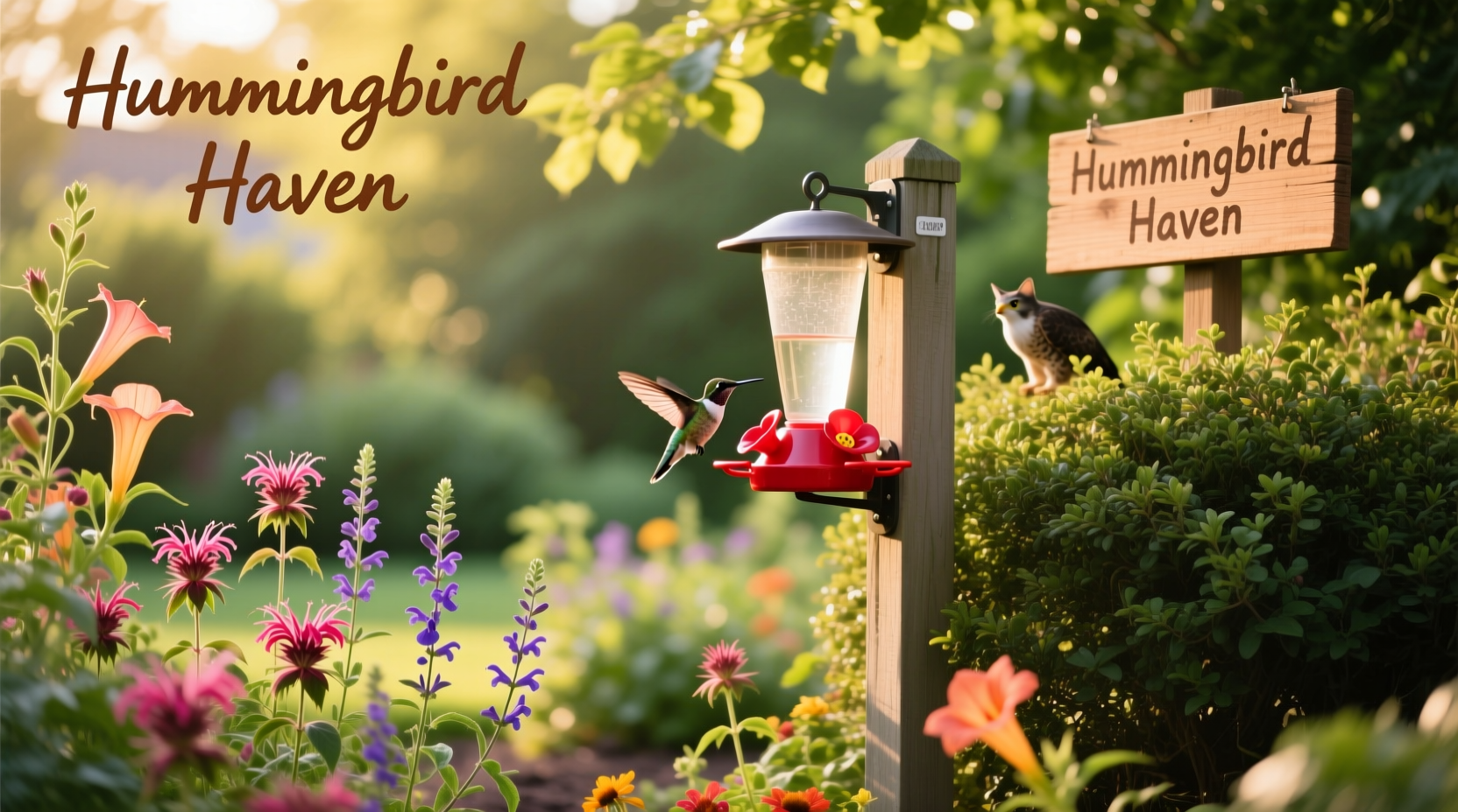 where is the best place to put a hummingbird feeder for a safe vibrant garden