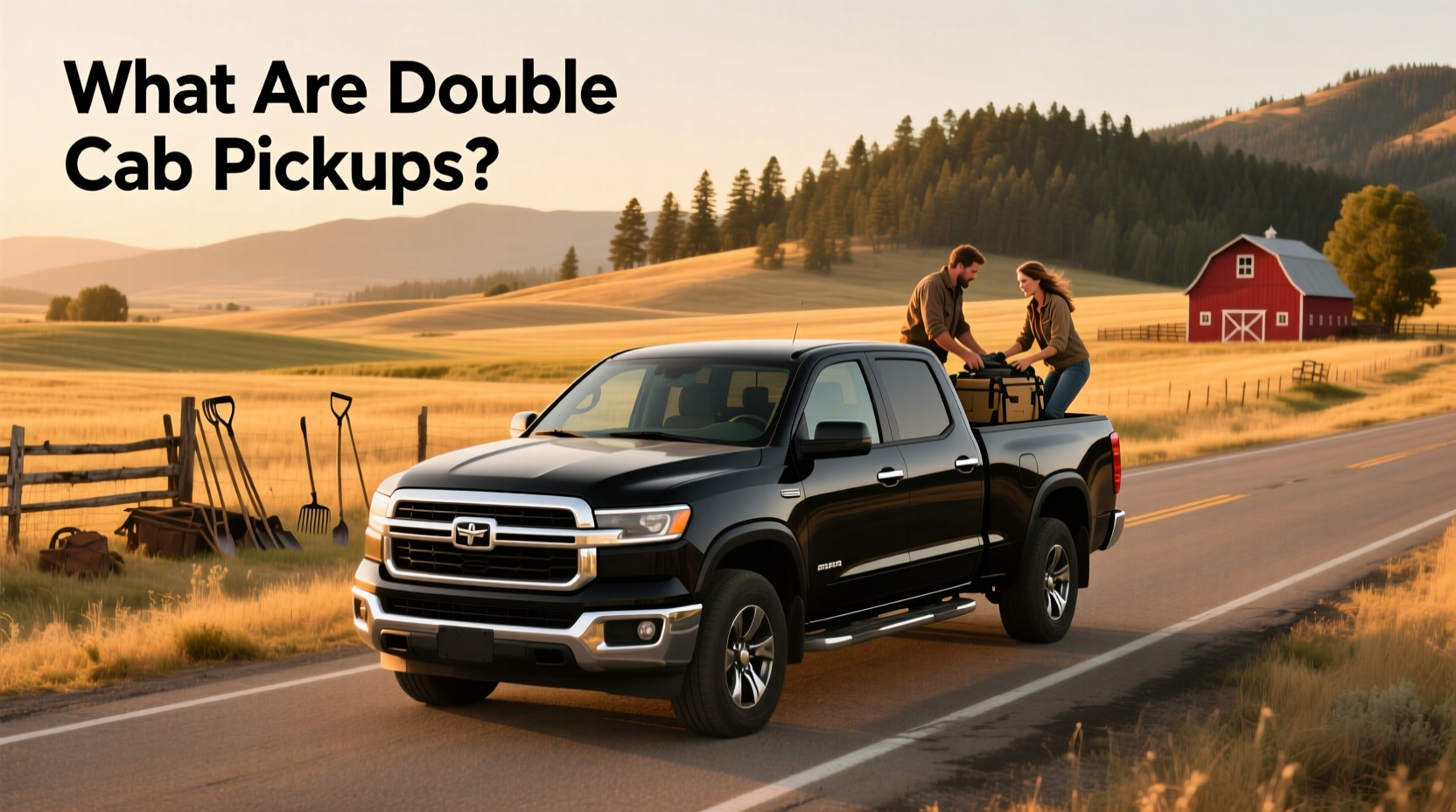 Double Cab Pickup Truck parked on an open road