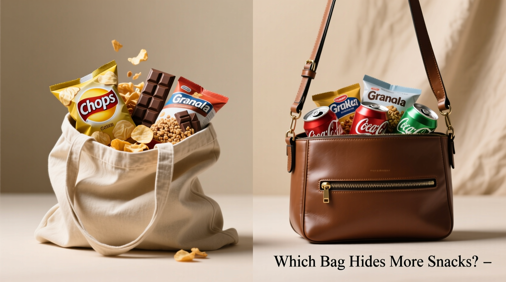 slouchy bag or structured bag which one hides the most snacks