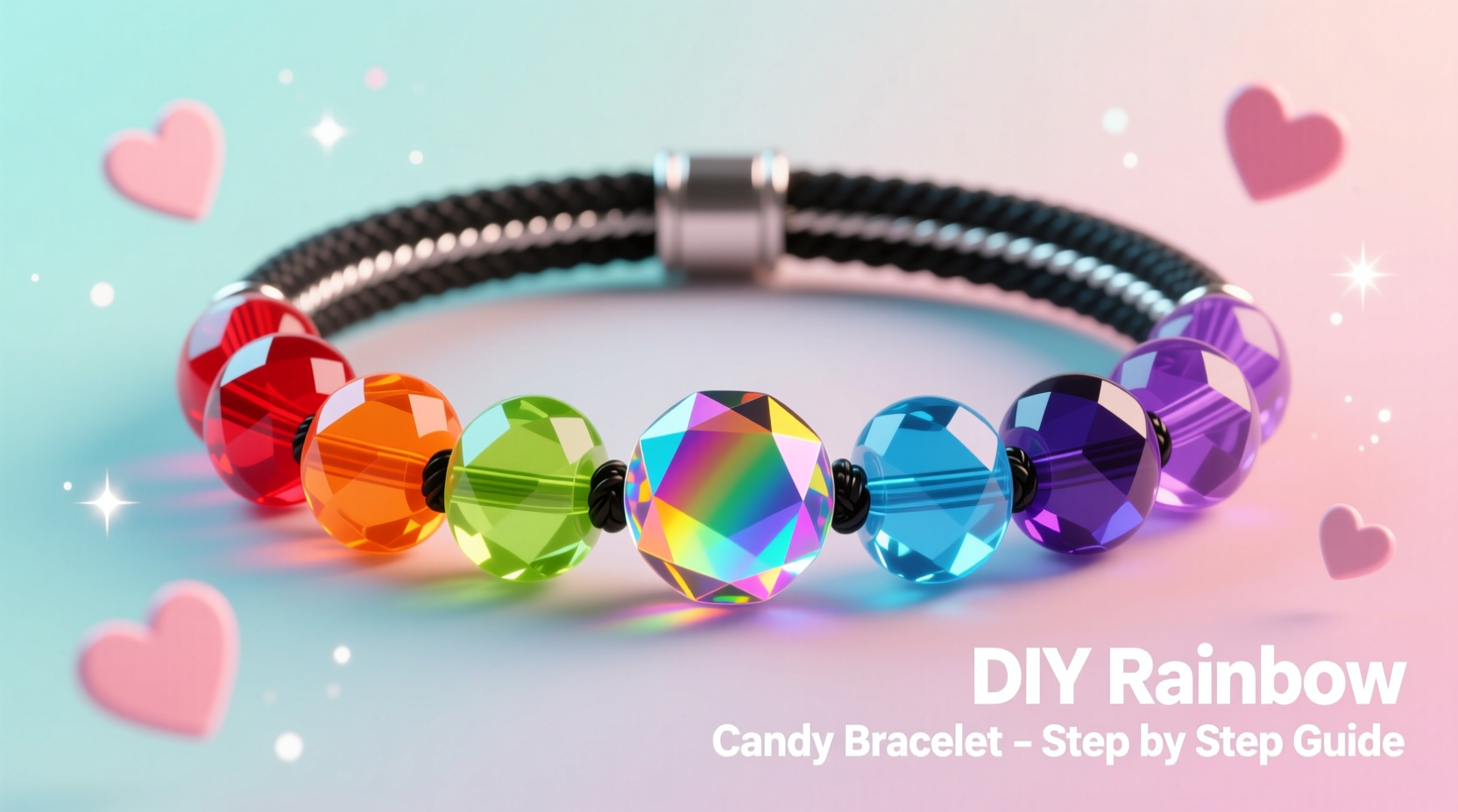 step by step guide to making a diy rainbow candy bead bracelet that stands out