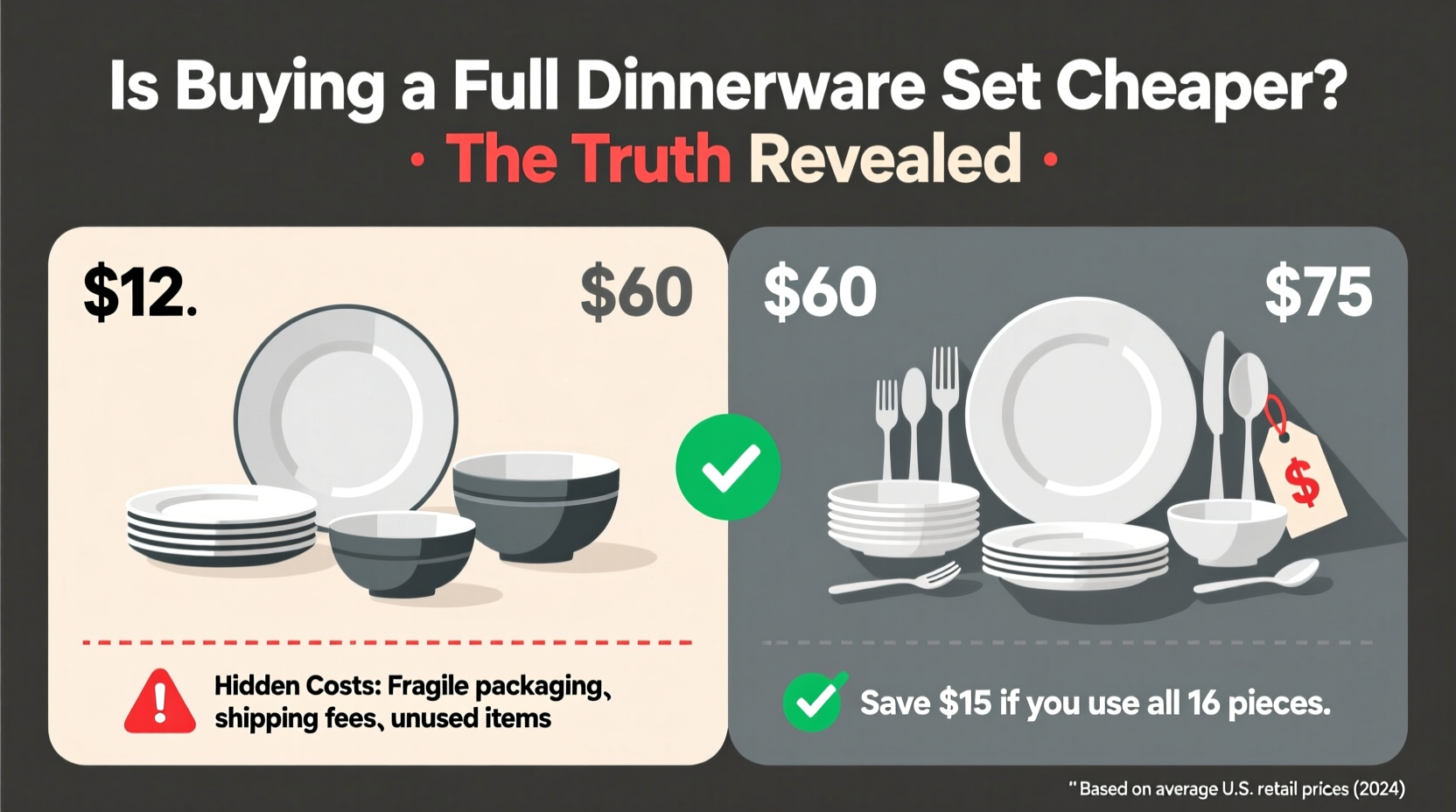 is buying a full dinnerware set really cheaper than getting individual plates and bowls whats the catch