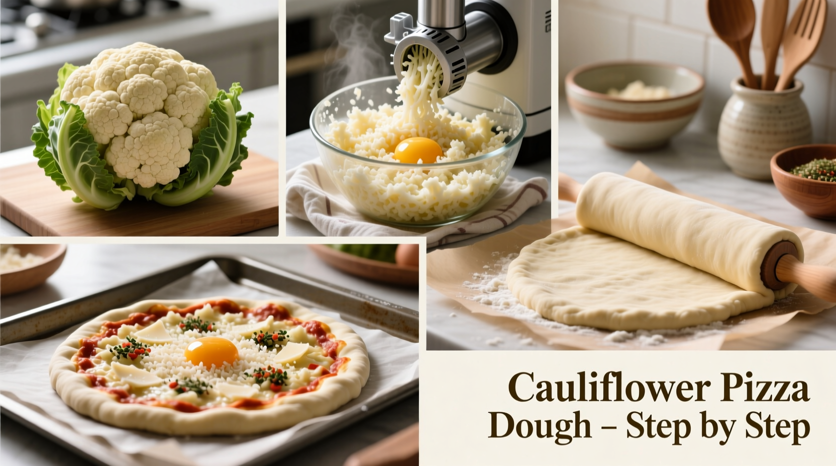 Cauliflower pizza dough preparation process