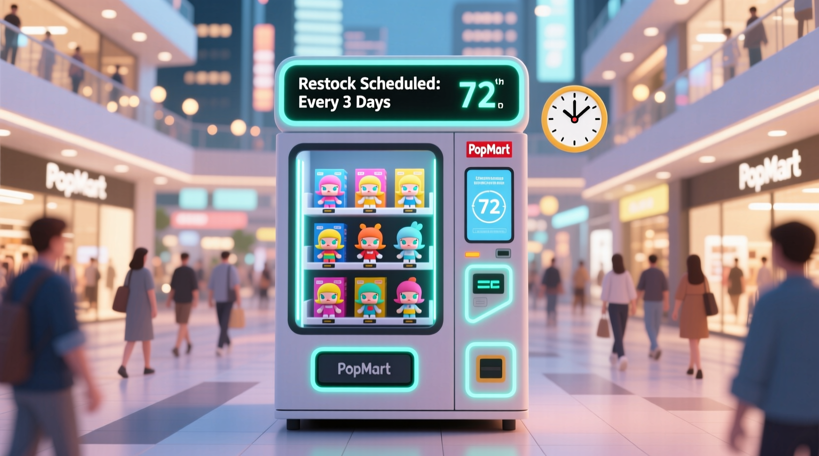 how often do they restock popmart vending machines