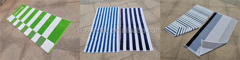 RPET bottle recycled polyester material waffle fabric custom design sand free double side print beach towel